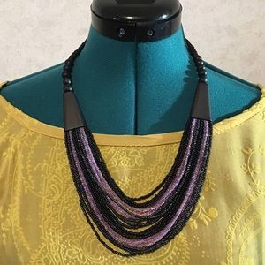 Caracol Purple and Black Beaded Necklace
